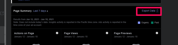 Facebook Organic Reach Export Data