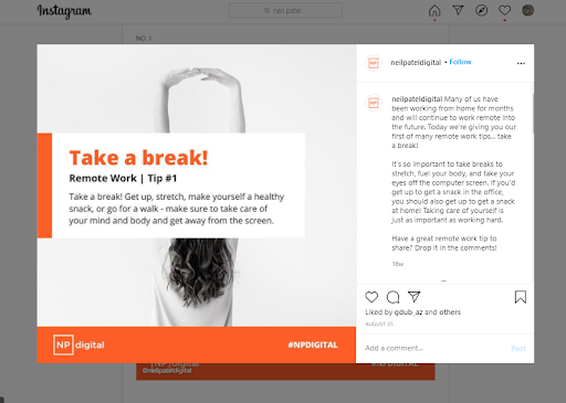 instagram guides WFH example
