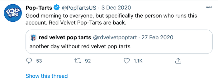 Voice Tweets - Example of poptarts