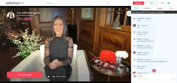 Catherine Zeta-Jones Livestream Shopping Event