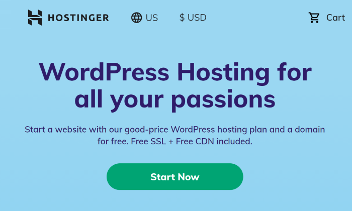 Page Hostinger pour le meilleur hébergement Web WordPress