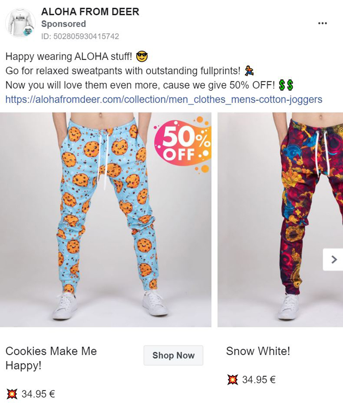  facebook carousel advertisement- aloha from deer