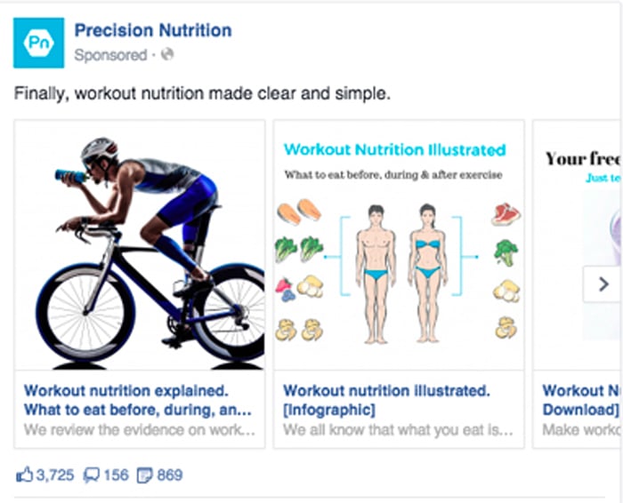 annuncio carosello di facebook - nutrizione di precisione