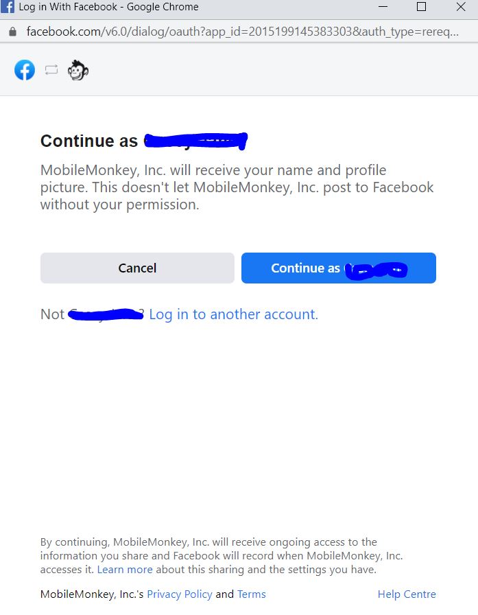 filling in info to set up your facebook messenger bots
