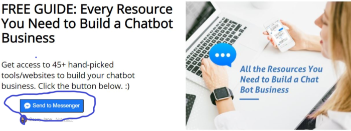 example CTA for Facebook messenger chatbots 