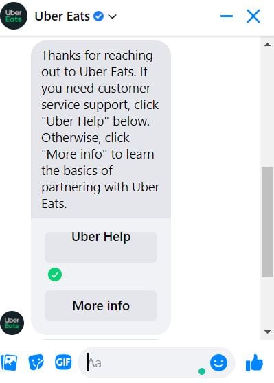 example of customer service using facebook messenger chat bot