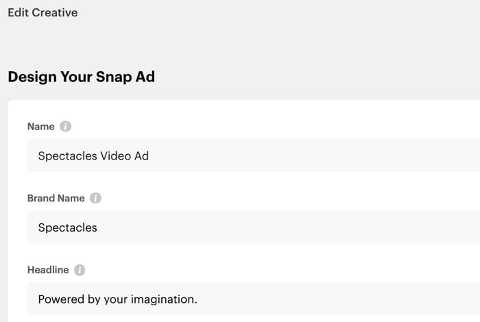 How to edit paid ads - snapchat "manage ad" form