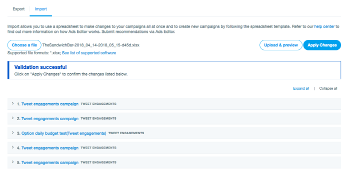 How to edit paid ads in twitter: uploading and validation of changes