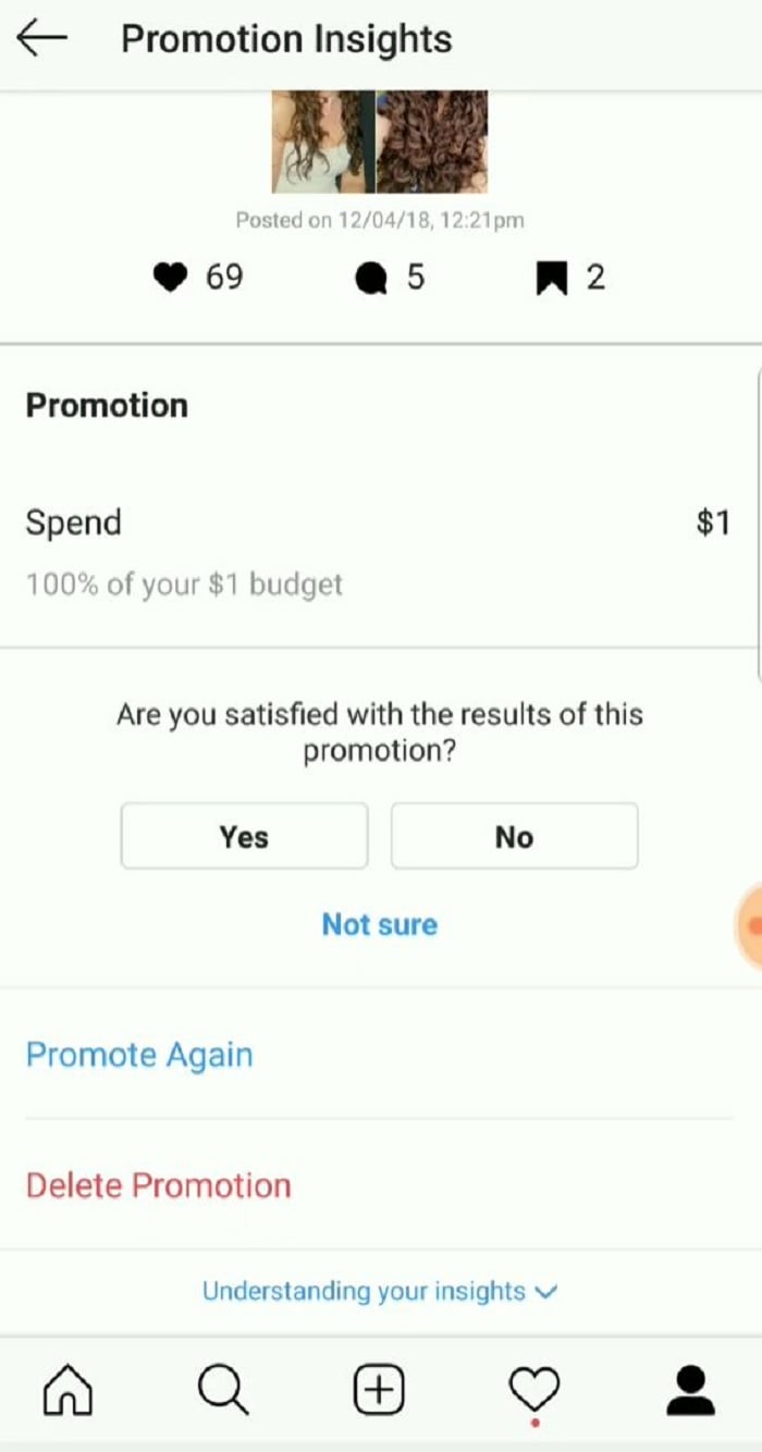 how to edit paid instagram ads - use promotion insights 