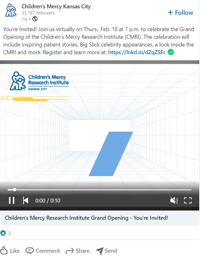 LinkedIn Advertising Ideas - Announce Industry Events, like Childrenâ€™s Mercy