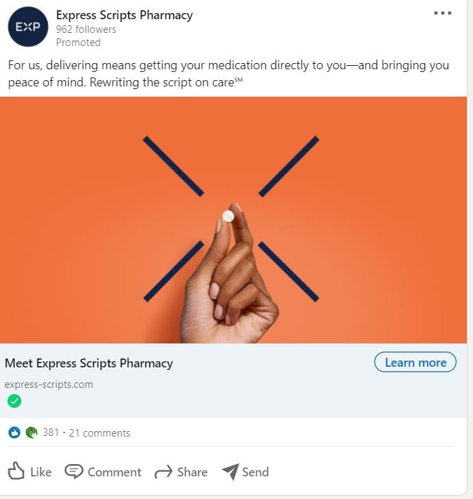 LinkedIn Advertising Ideas - Keep it Simple, like Express Scripts