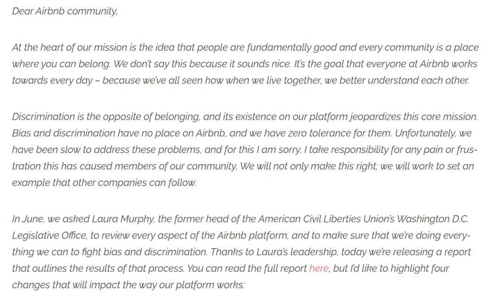 brian chesky letter apology