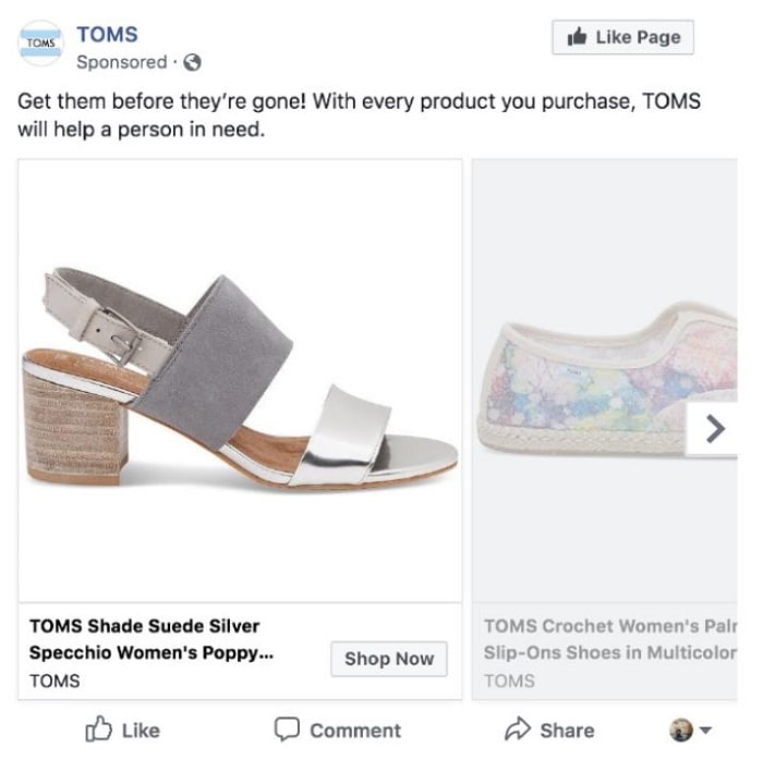 toms marketing ethics sponsored ad