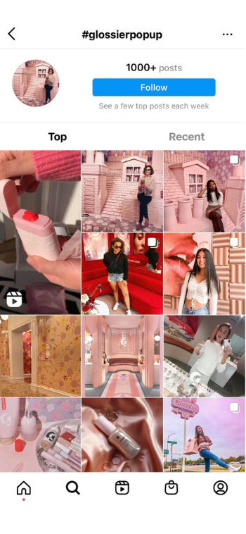 e-commerce Pop-up shop by Glossier
