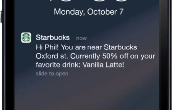 Notificaciones push de Starbucks por geofencing