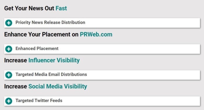 PR sites - PRWeb extra features