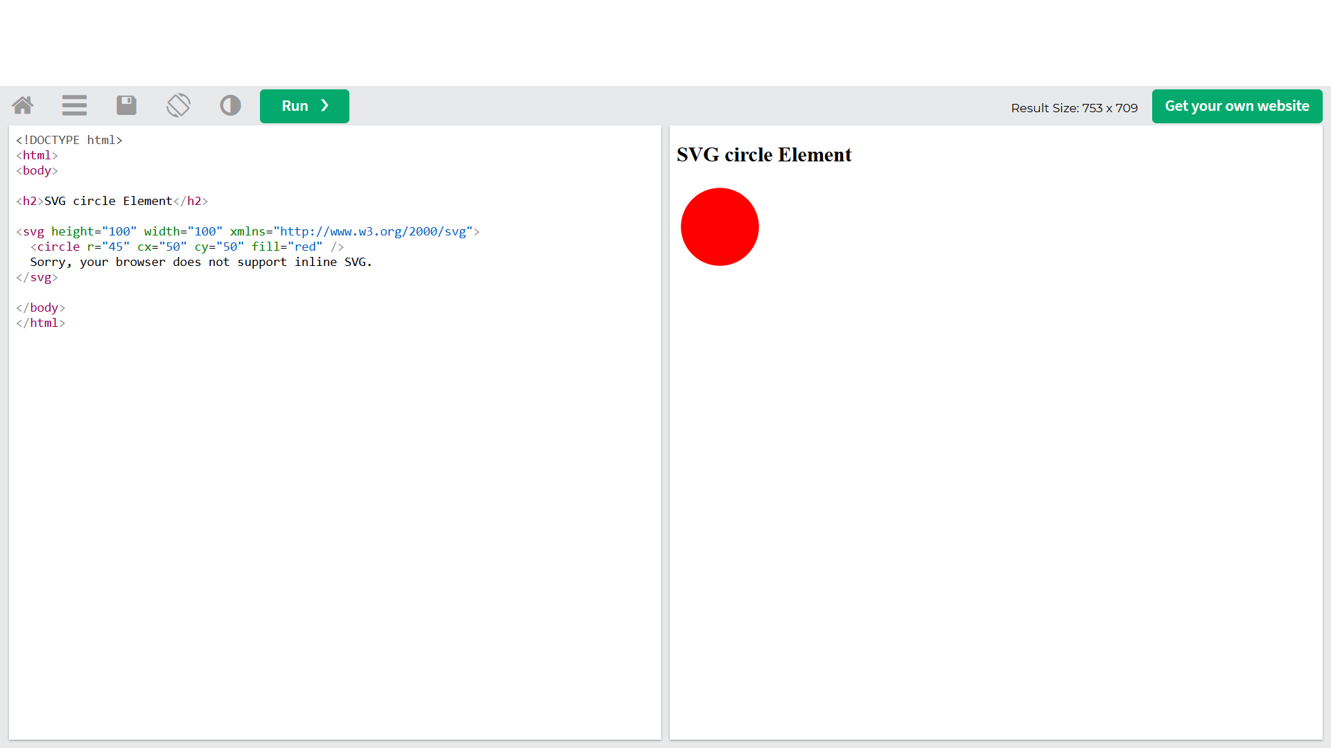 Example of an SVG element.