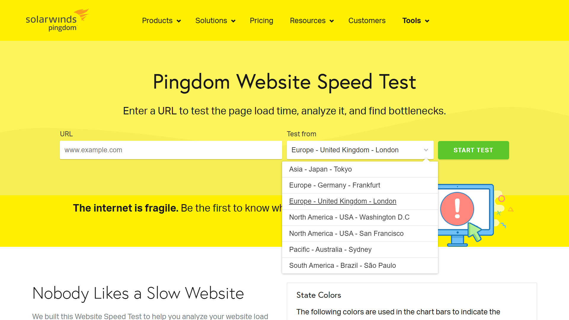 Pingdom website speed test.