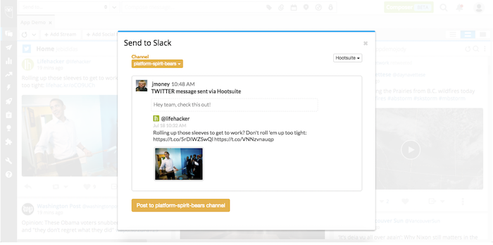 Hootesuite slack app