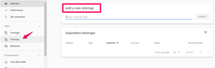 google search console sitemap