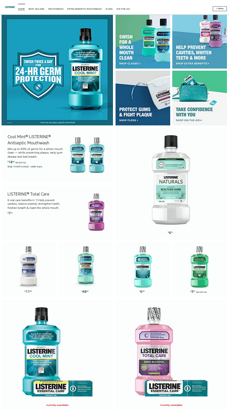 Examples of Beautiful and Effective Amazon Storefronts - Listerine