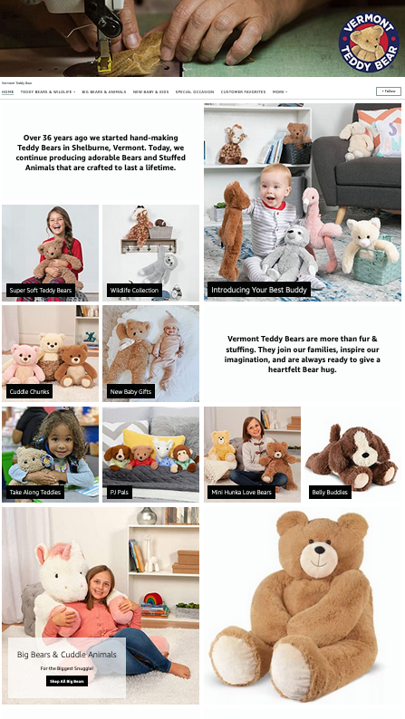 Examples of Beautiful and Effective Amazon Storefronts - Vermont Teddy Bear