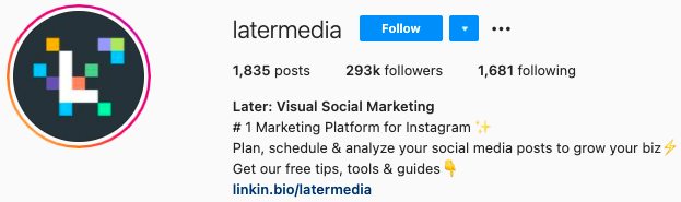 best Instagram bios - later instagram page bio