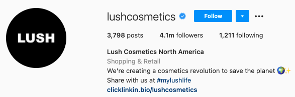 best instagram bios - lushcosmetics