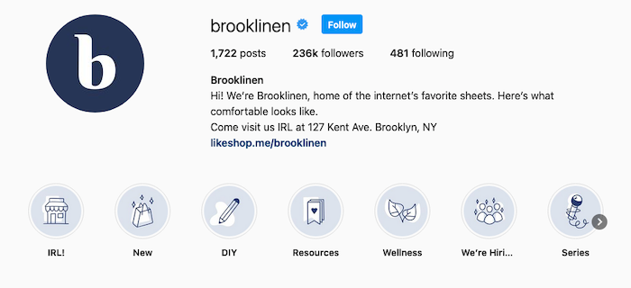 Best Instagram Bios for Ecommerce Businesses - Brooklinen