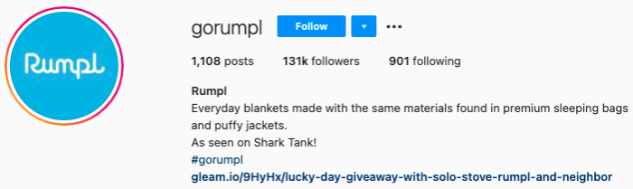 best Instagram bios - rumpl instagram page bio