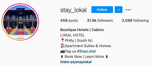  finest Instagram bios - lokal hotel instagram page bio