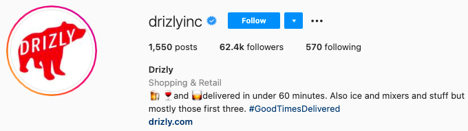  finest Instagram bios - drizly instagram page bio