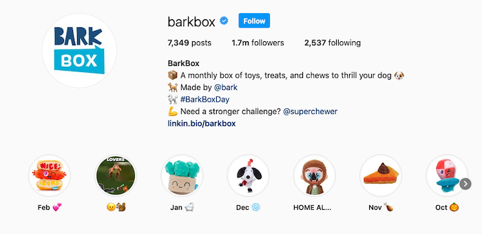Instagram bios- barkbox example