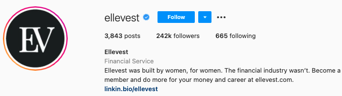  finest Instagram bios - ellevest instagram page bio