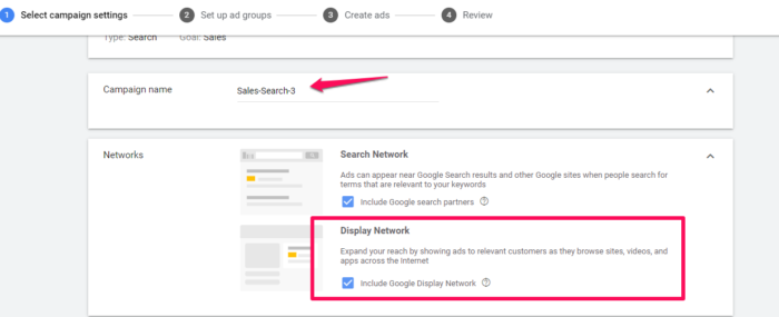 The Google Network Ads network names your campaign 