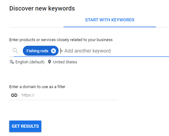 google keyword planner tool example for google search ads 