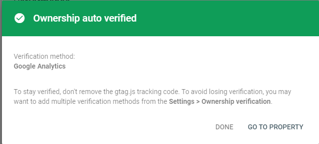 google search console owership authorization. 