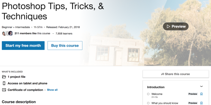  Best Places” to Take Online Photoshop Classes- LinkedIn Learning 