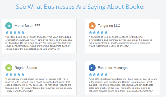 Testimonial Examples Used on Landing Pages - Booker