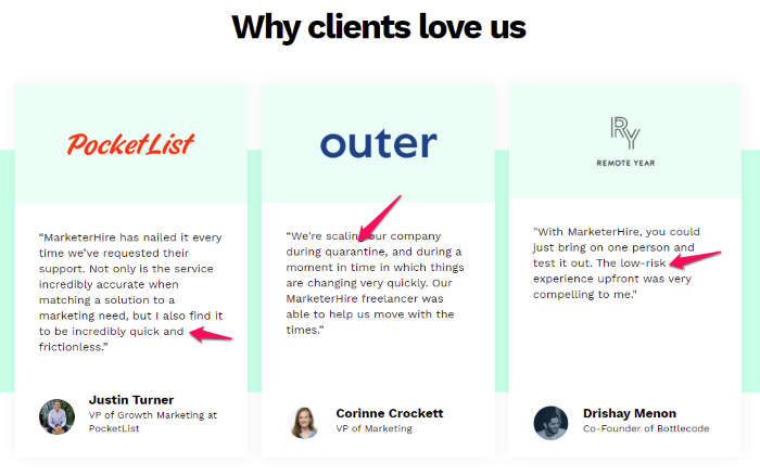 Testimonial Examples Used on Landing Pages - MarketHire Testimonial Examples Used on Landing Pages - MarketHire