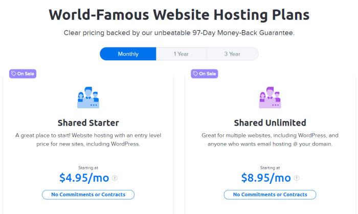 DreamHost Pricing Shared Hosting