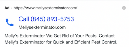 Examples of Call-only ads -  A Pest Control Company