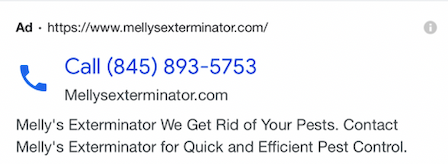 Examples of Call-only ads - A Pest Control Company