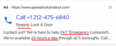 Examples Of Call Only Ads Emergency Locksmiths