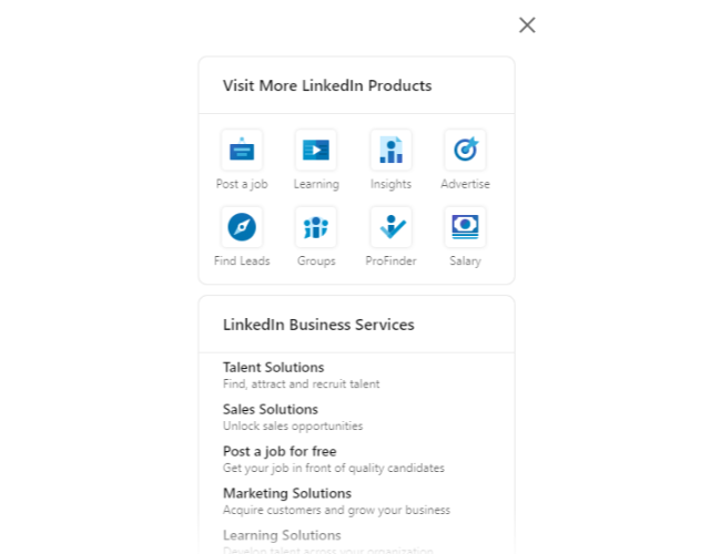  LinkedIn Insights- item offerings page