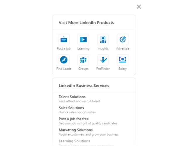 LinkedIn Insights - product offerings page