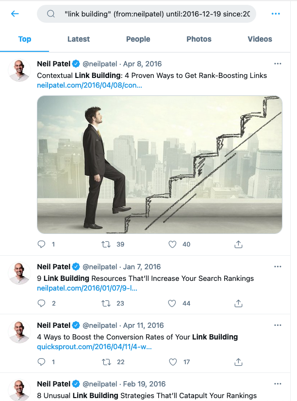 Old Tweets - Neil Patel Example