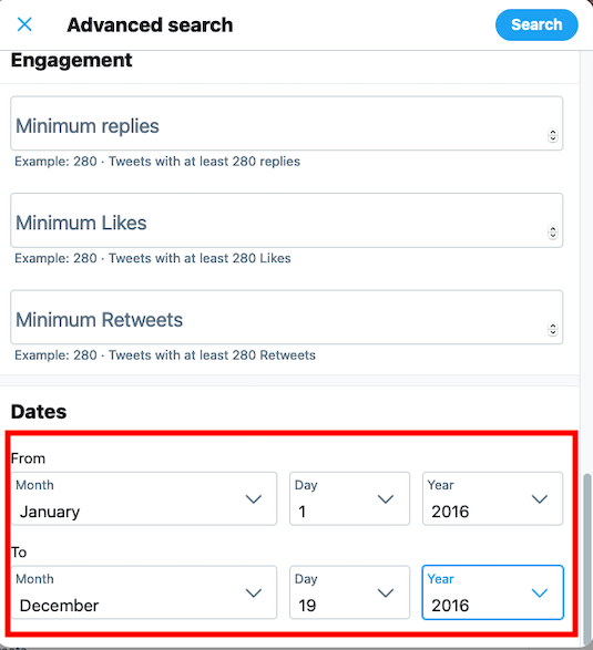 search tweets by date