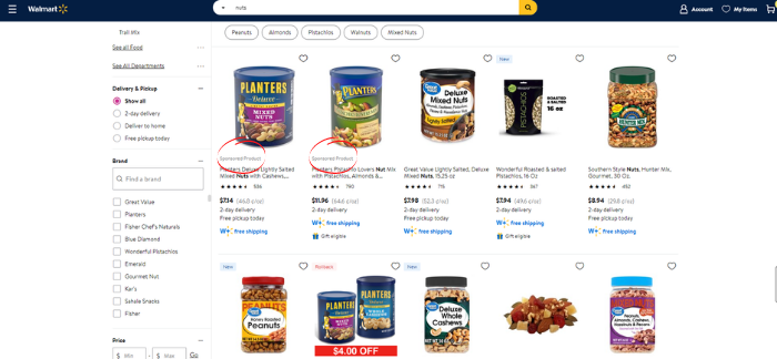  walmart marketing search in grid example