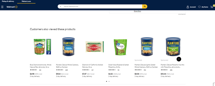 Walmart marketing- example of item carousel